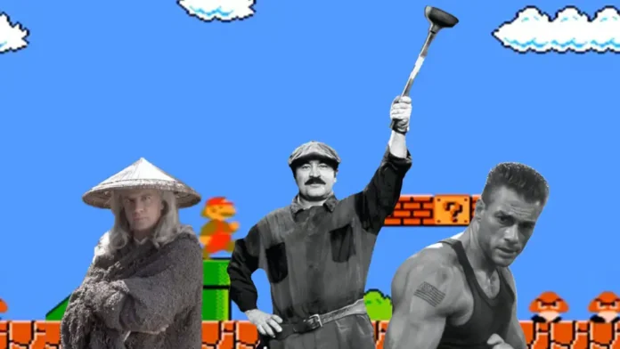 Super Mario Bros, Raiden from Mortal Kombat and Jean Claude Van Damme from Street Fighter